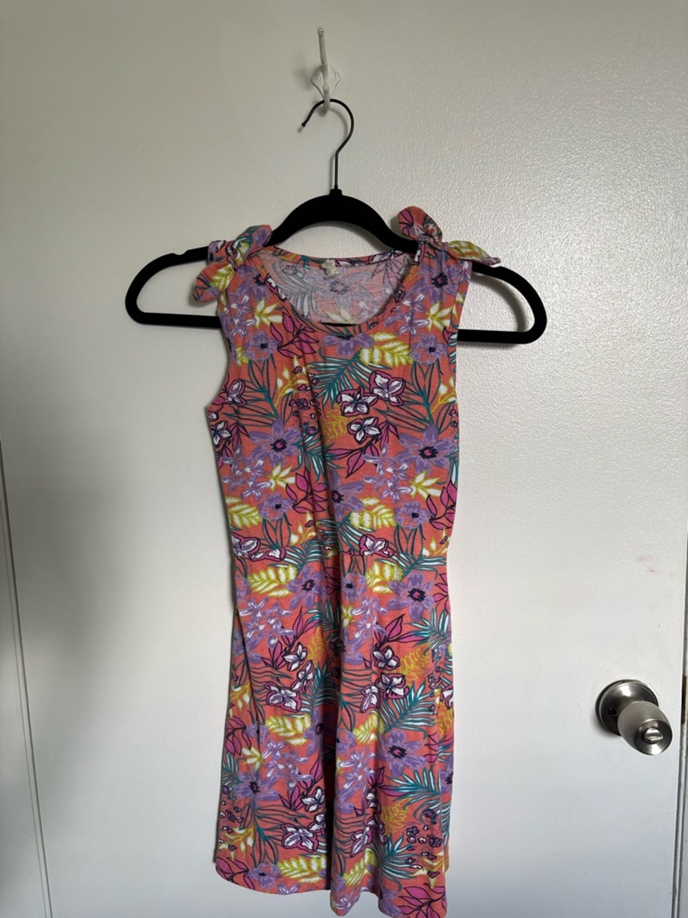 Coral Pink Floral Tie-Strap Sundress